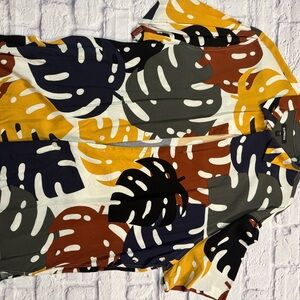 Express Multicolor Leaf Print Button Down Shirt